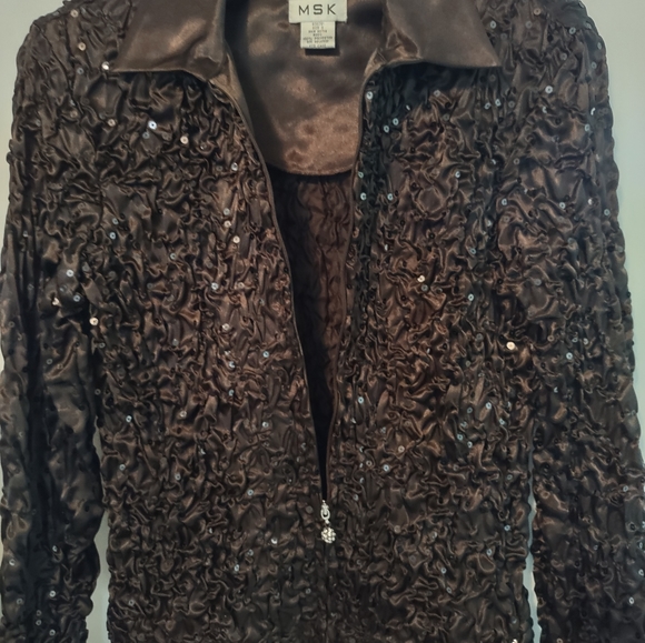 MSK Brown Dressy Top. Size Small. - Picture 8 of 11